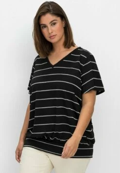 Sheego Camiseta Estampada - Schwarz