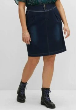 Sheego Falda Acampanada - Blue Black Denim