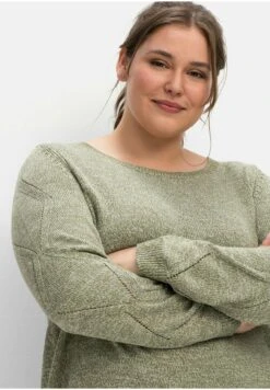 Sheego Jersey De Punto - Hellkhaki Meliert -Sheego Ventas ef27ce77ce6e4bc9a30af537e81e0776